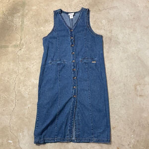 Vintage Cotton Ginny Denim Dress Women’s Medium Blue Midi Sleeveless Oversized